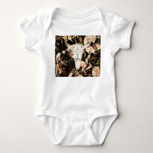 Ethnic watercolor: retro floral background. baby bodysuit