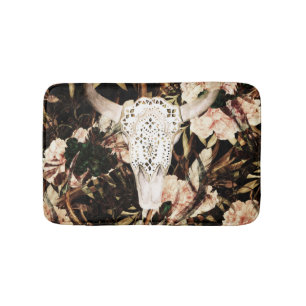 Ethnic watercolor: retro floral background. bath mat
