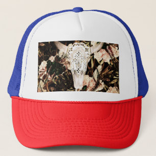 Ethnic watercolor: retro floral background. trucker hat