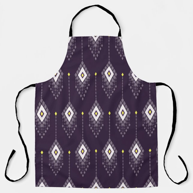 Ethnic with rhombus geometric shape seamless patte apron (Front)