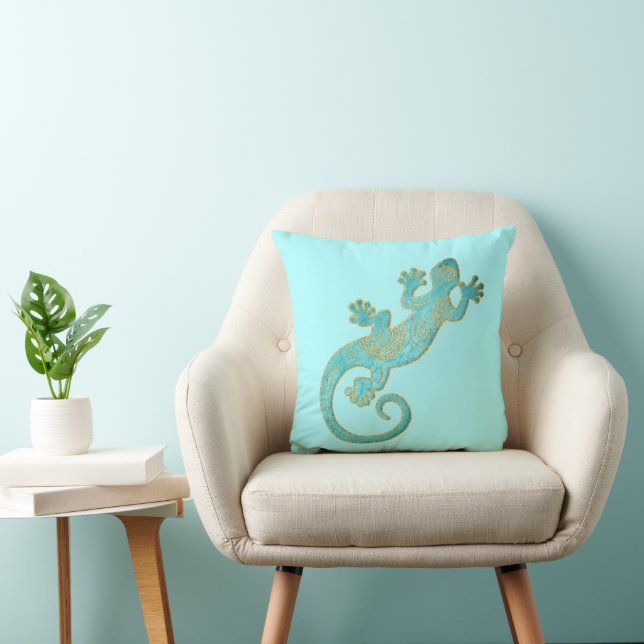 Ethno Gecko With Spirals And Dots 5 Cushion (Chair)