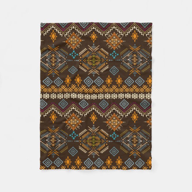 Ethno seamless pattern. Ethnic boho ornament. Trib Fleece Blanket (Front)