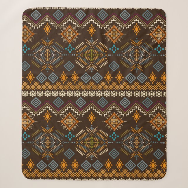 Ethno seamless pattern. Ethnic boho ornament. Trib Sherpa Blanket (Front)
