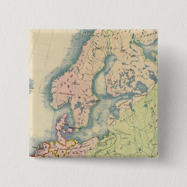 Ethnographic map of Europe 15 Cm Square Badge (Front)