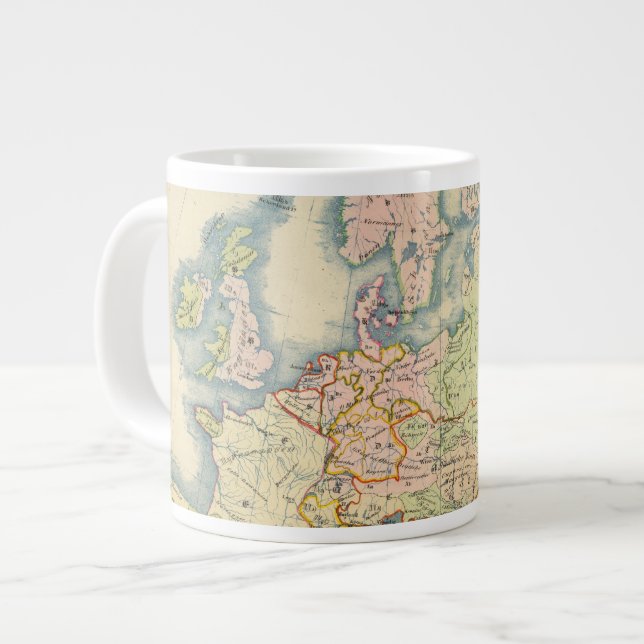Ethnographic map of Europe Large Coffee Mug (Front Left)