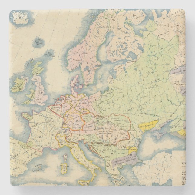 Ethnographic map of Europe Stone Coaster (Front)