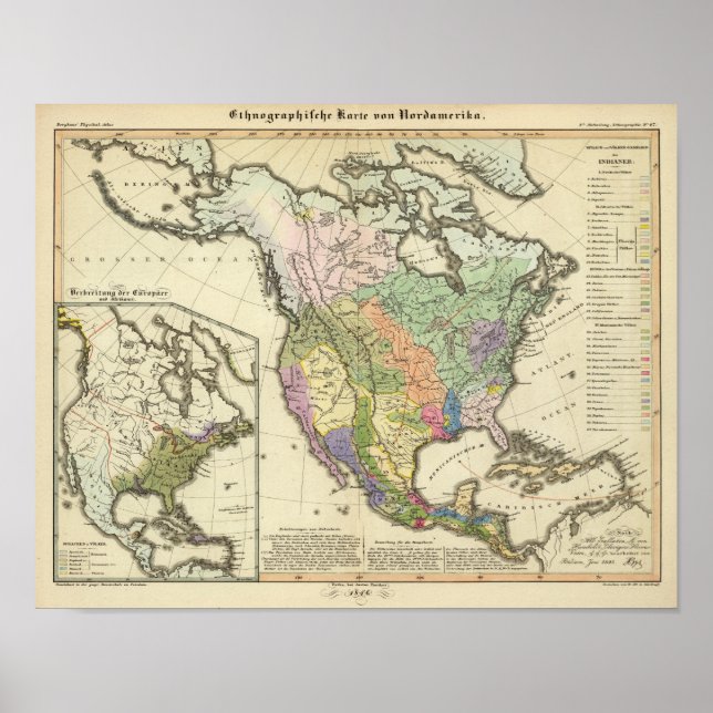 Ethnographic Map of North America Poster (Front)