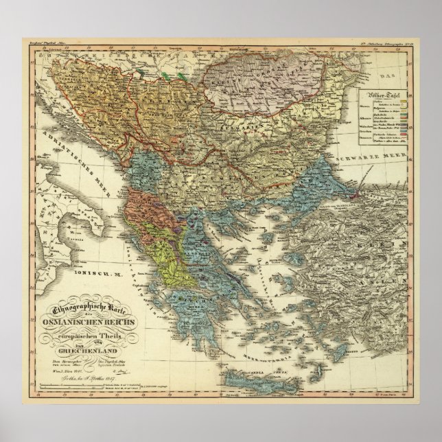 Ethnographic Map of Ottoman Empire Poster (Front)