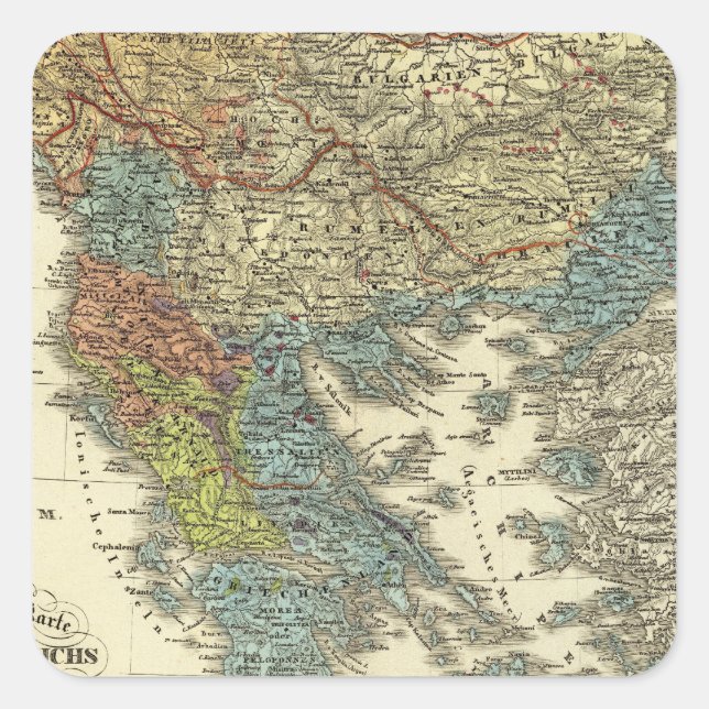 Ethnographic Map of Ottoman Empire Square Sticker (Front)