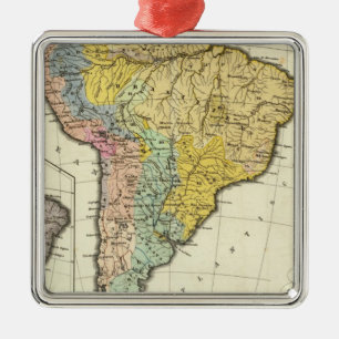 Ethnographic Map of South America Metal Tree Decoration