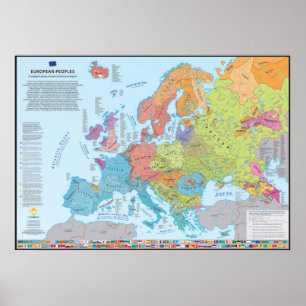 Ethnographic map of the peoples of Europe Poster