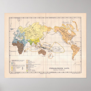 Ethnographic Map of the World Poster