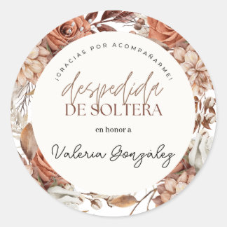 Etiquetas de despedida de soltera boho floral classic round sticker