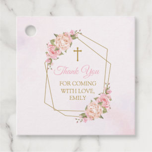Etiquetas Para Recuerdos Pink Floral Religious Tha Favour Tags