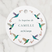 Etiquette ronde baptême
