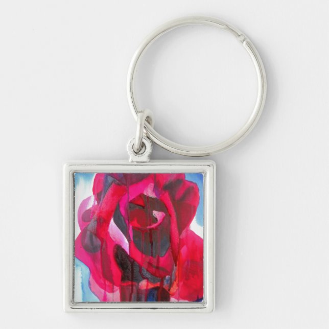 Etoile de Holland modern rose original art Key Ring (Front)