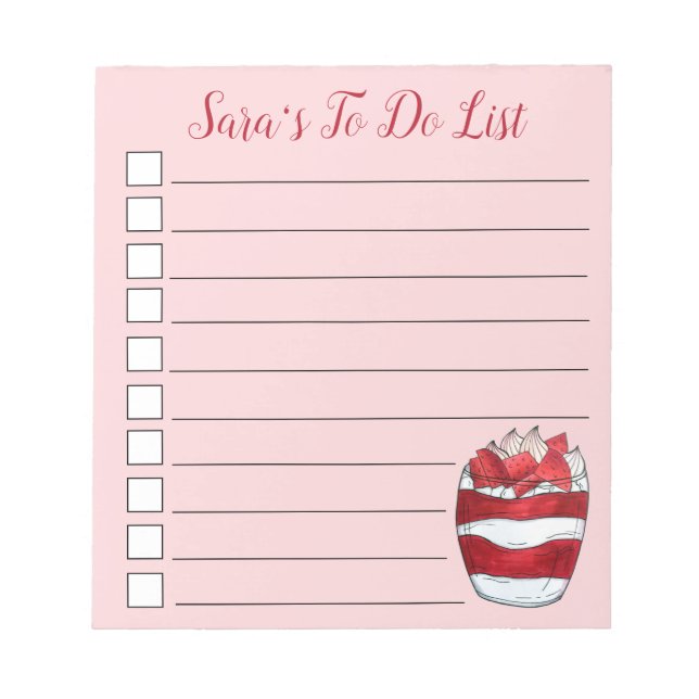 Eton Mess Strawberry Meringue UK British Dessert Notepad (Front)