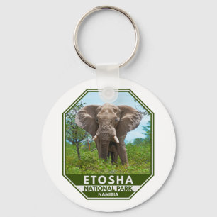 Etosha National Park Namibia Elephant Watercolor Key Ring