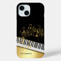 ETrendy Black Gold Music Notes,Piano Keys 