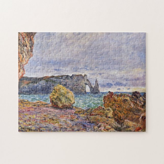 Etretat Beach & Porte d'Aval Monet Fine Art Jigsaw Puzzle (Horizontal)