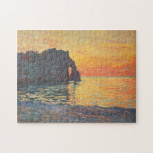 Etretat Cliff d'Aval Sunset Monet Fine Art Jigsaw Puzzle