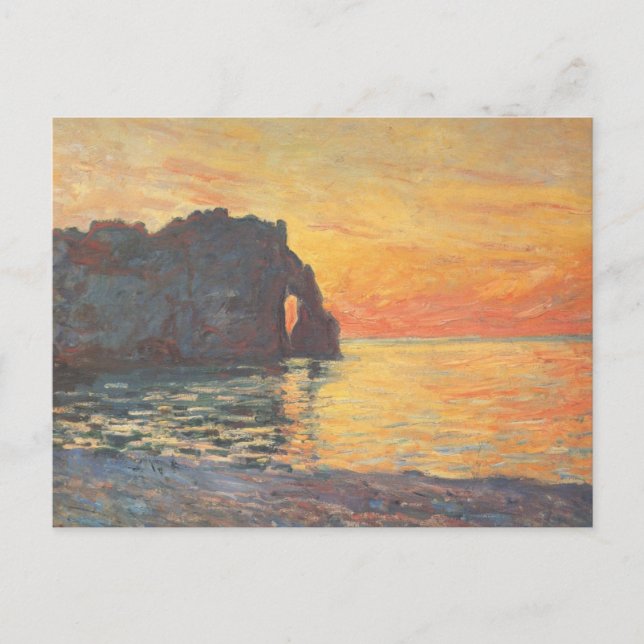 Etretat, Cliff of d`Aval, Sunset - Claude Monet Postcard (Front)