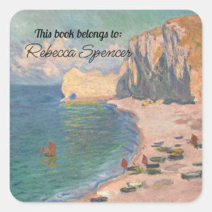 Étretat: The Beach and the Falaise by Claude Monet Square Sticker