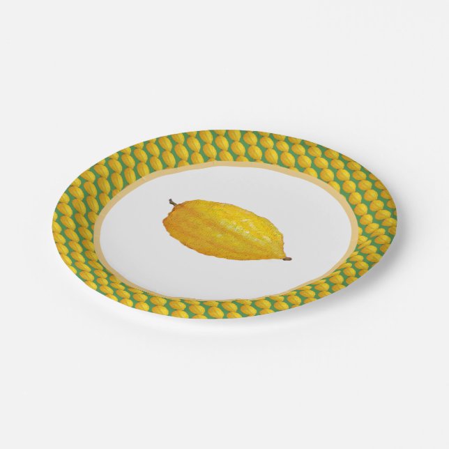 Etrogs for Sukkot Paper Plate (Angled)