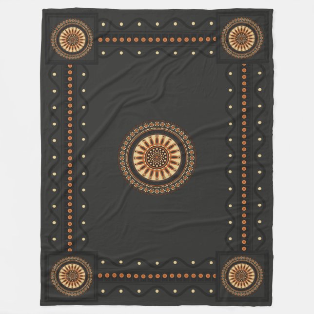 Etruscan Black Bucchero Sun-Wheel Mystical  Fleece Blanket (Front)