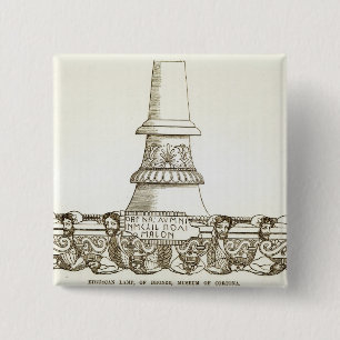Etruscan bronze lamp in the Museum of Cortona 15 Cm Square Badge