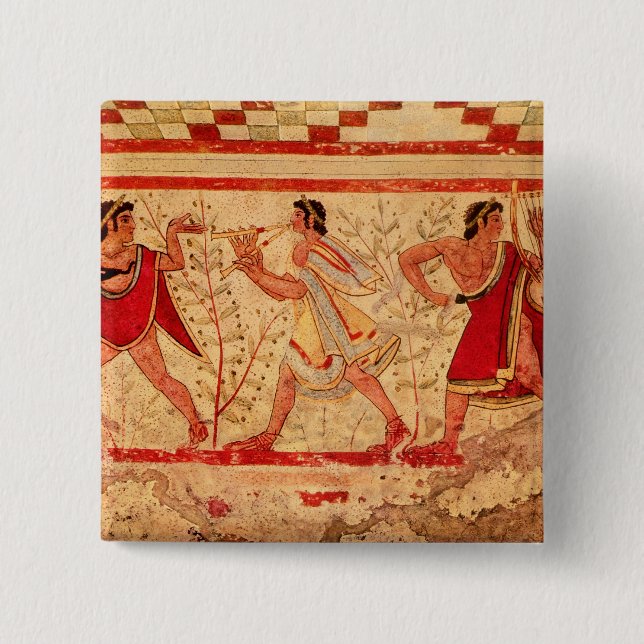 Etruscan musicians 15 cm square badge (Front)