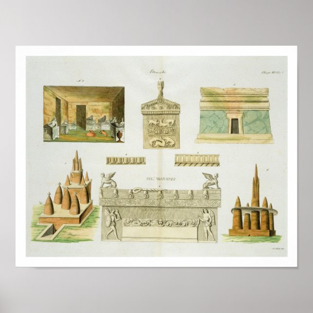 Etruscan sarcophagi and sepulchres, plate 7, class poster (Front)