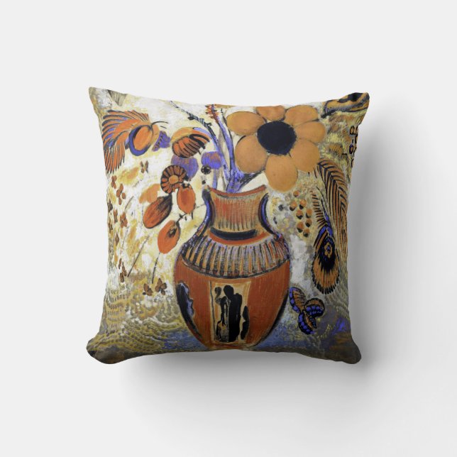 Etruscan Vase with Flowers, Redon Cushion (Front)