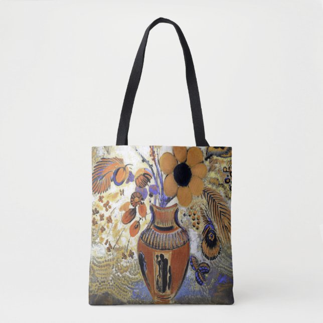 Etruscan Vase with Flowers, Redon Tote Bag (Front)
