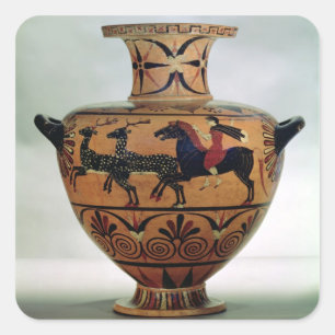 Etrusco-Ionian black-figure hydria depicting a hun Square Sticker
