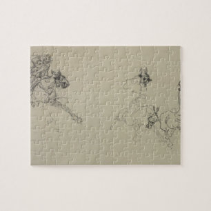 Etude de Chevaux (recto) (pencil on paper) Jigsaw Puzzle
