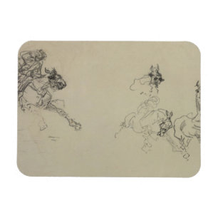 Etude de Chevaux (recto) (pencil on paper) Magnet