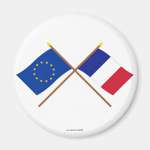 EU and France Crossed Flags Magnet