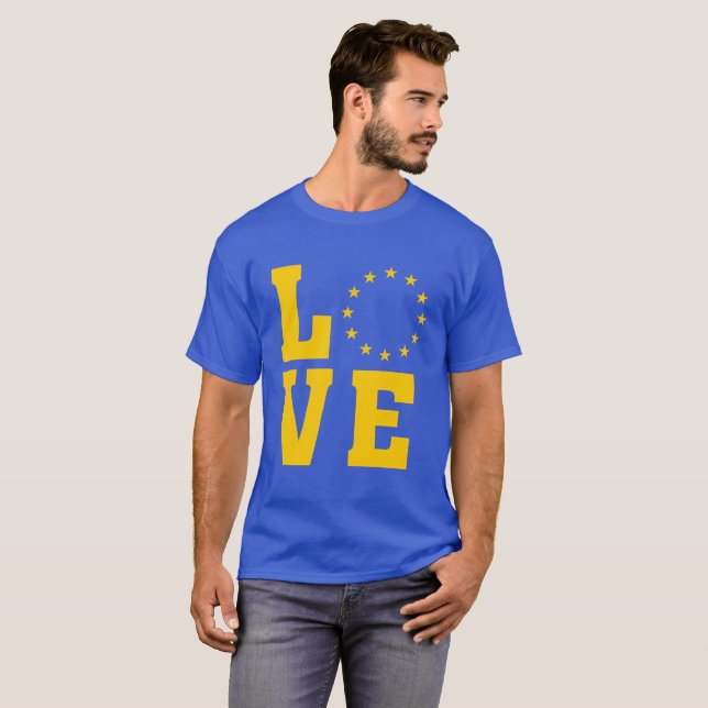 EU Flag, European Union, LOVE T-Shirt (Front Full)