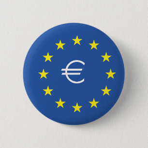EU flag.with EURO Symbol 6 Cm Round Badge