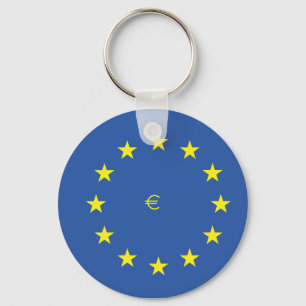 EU flag.with EURO Symbol Key Ring