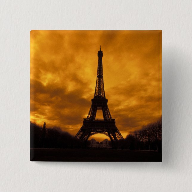 EU, France, Paris.  Eiffel Tower. 15 Cm Square Badge (Front)