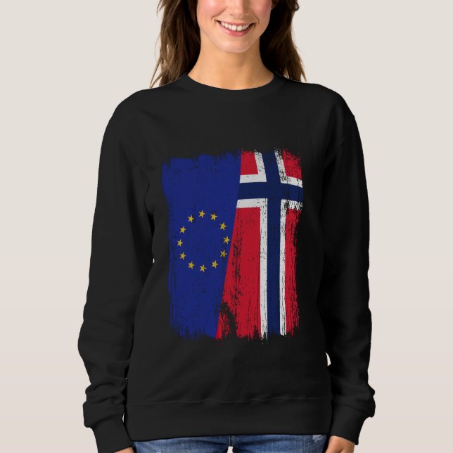 EU Norway Half Flag European Union Norwegian Ances Sweatshirt (Front)