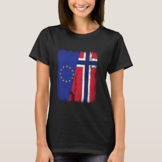 EU Norway Half Flag European Union Norwegian Ances T-Shirt
