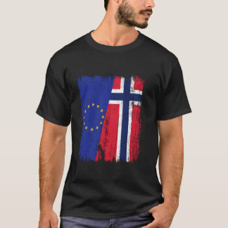 EU Norway Half Flag European Union Norwegian Ances T-Shirt