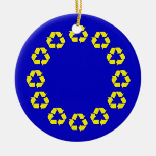 EU recycling flag Ceramic Tree Decoration