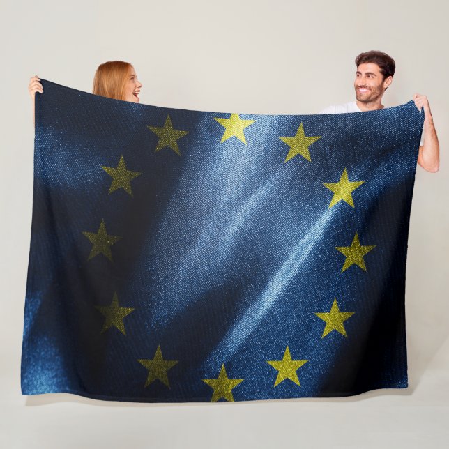 EU silk flag Fleece Blanket (In Situ)