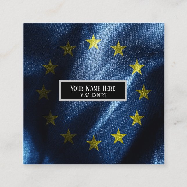 EU silk flag Square Business Card (Front)