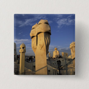 EU, Spain, Catalonia, Barcelona. Antonio Gaudi's 15 Cm Square Badge