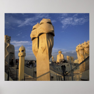 EU, Spain, Catalonia, Barcelona. Antonio Gaudi's Poster